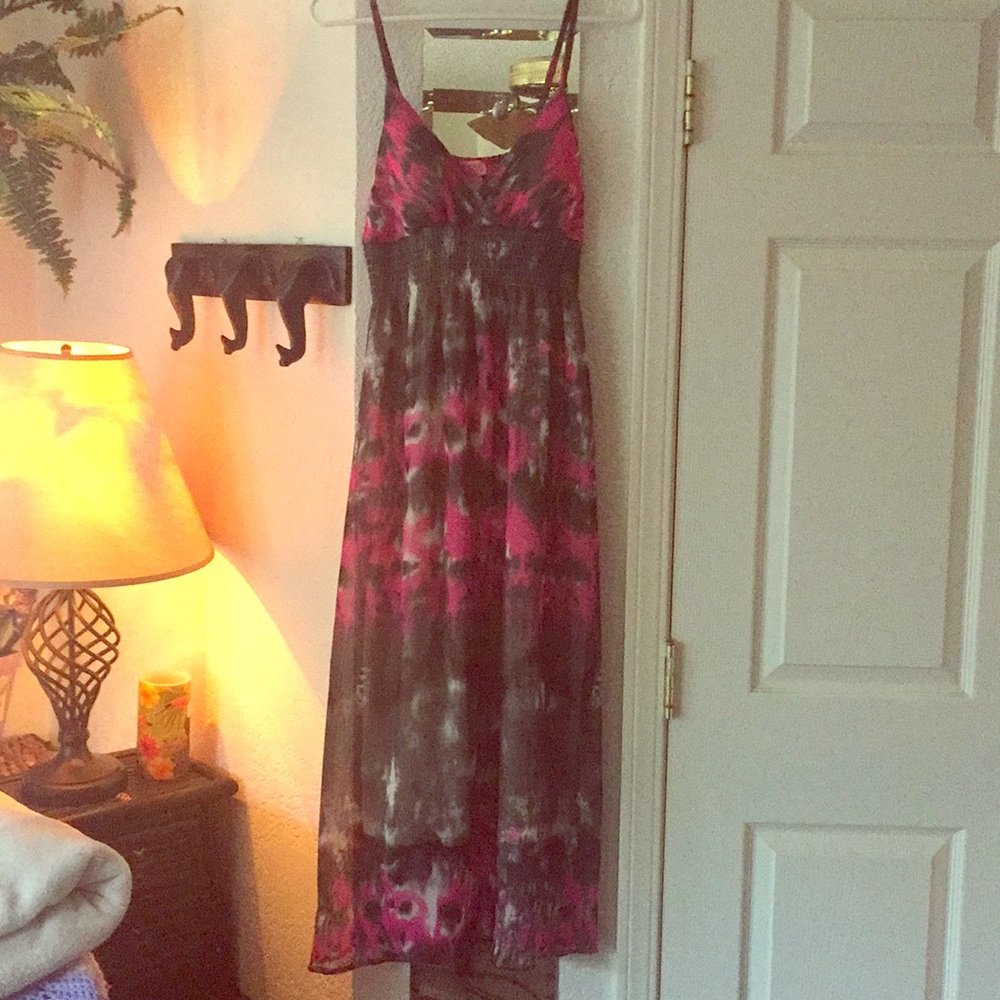 Pink and grey long dress
